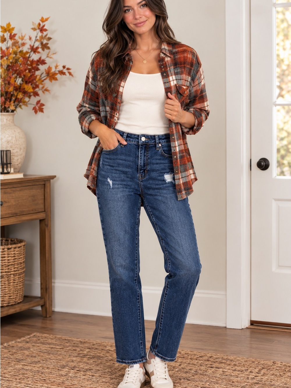 Vervet Jeanne Dark Blue Distressed Boyfriend Jeans